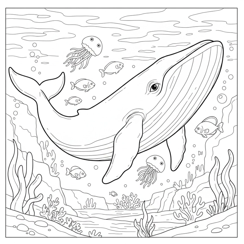 Hình tập tô cá voi xanh đáng yêu