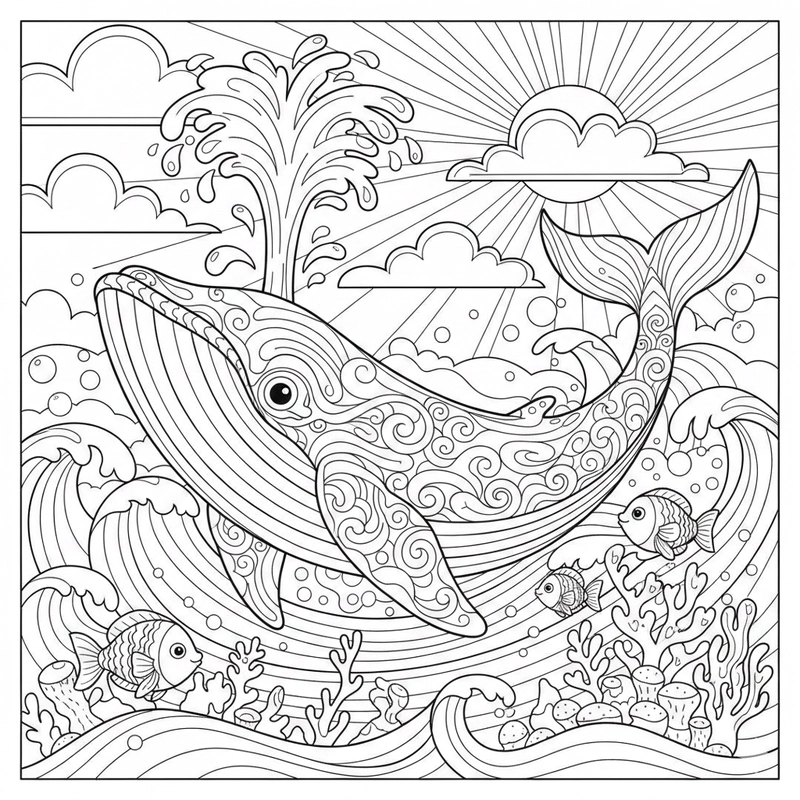 Hình tập tô cá voi xanh ngộ nghĩnh