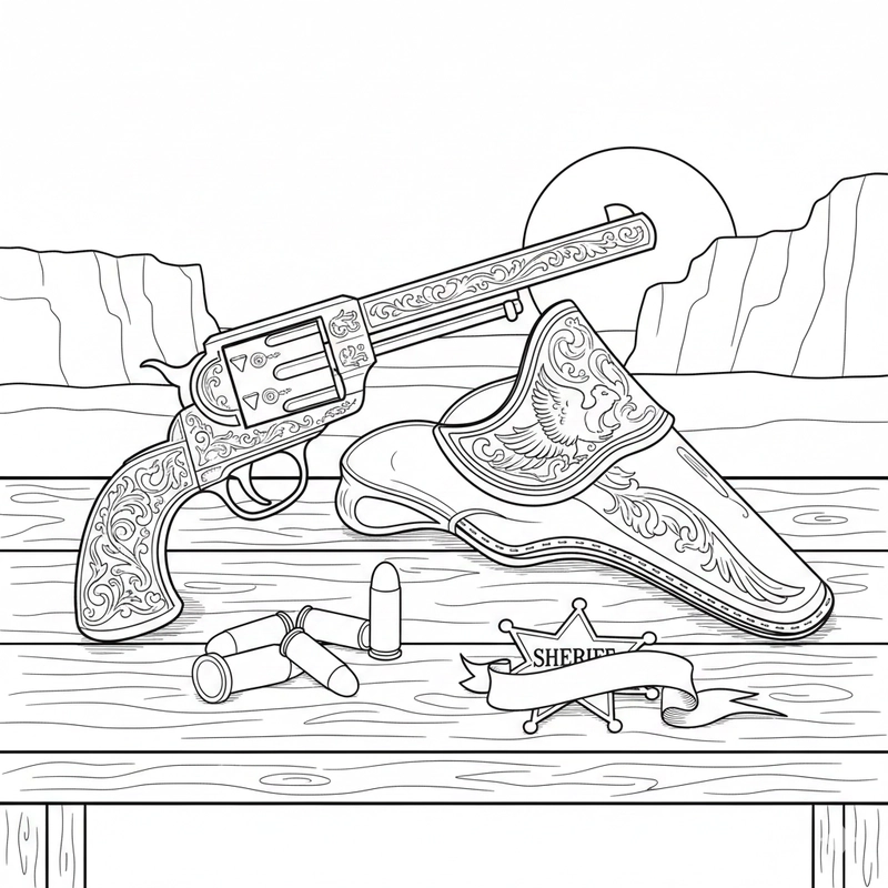 Hình tập tô khẩu súng lục và bao da (holster)