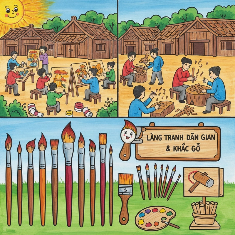 Hình tham khảo vẽ làng nghề truyền thống