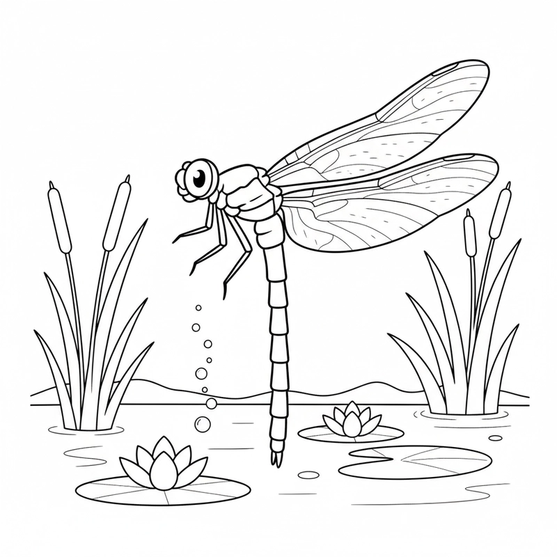 Hình tô chuồn chuồn giúp bé thư giãn