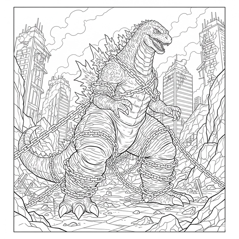 Hình tô màu Godzilla cho giờ học mỹ thuật