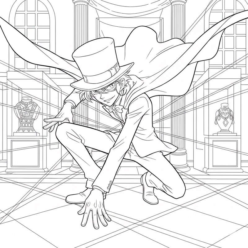 Hình tô màu Kaito Kid đơn giản dễ in