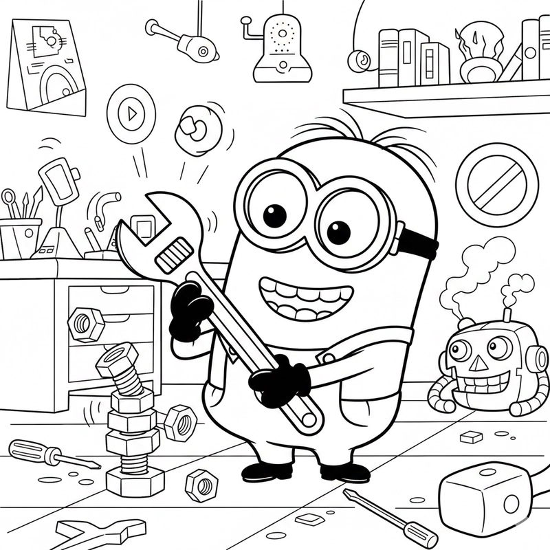 Hình tô màu Minion ngộ nghĩnh nét rõ dễ in
