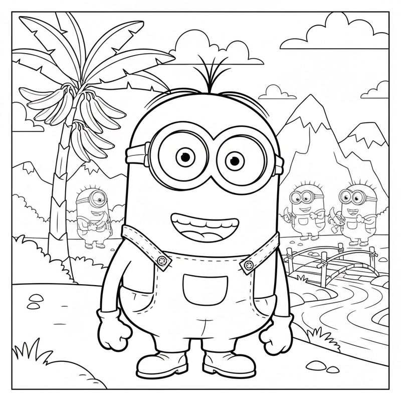 Hình tô màu Minion vui tươi cho bé
