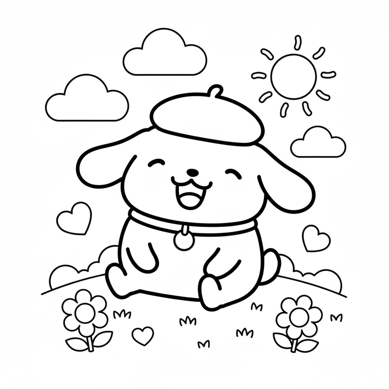 Hình tô màu Pompompurin bé thích