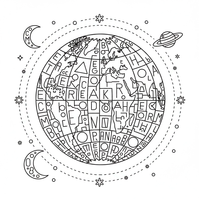 Hình tô màu Trái Đất dùng cho học tập tại lớp