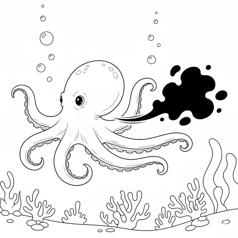 Hình tô màu bạch tuộc dễ in cho bé nhỏ