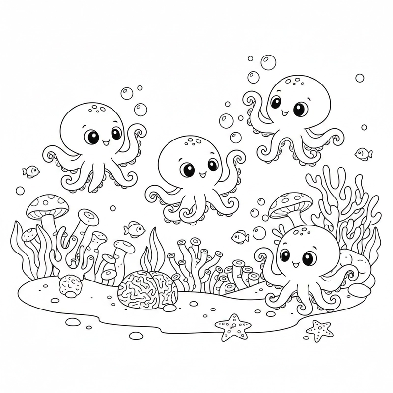 Hình tô màu bạch tuộc phù hợp bé nhỏ
