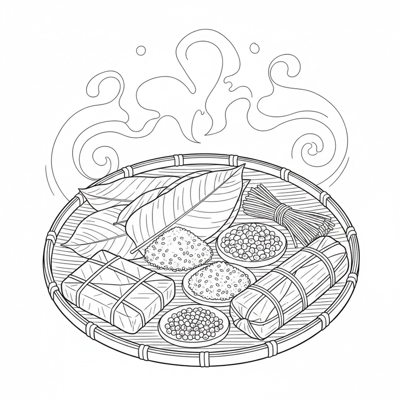 Hình tô màu bánh chưng Tết cổ truyền