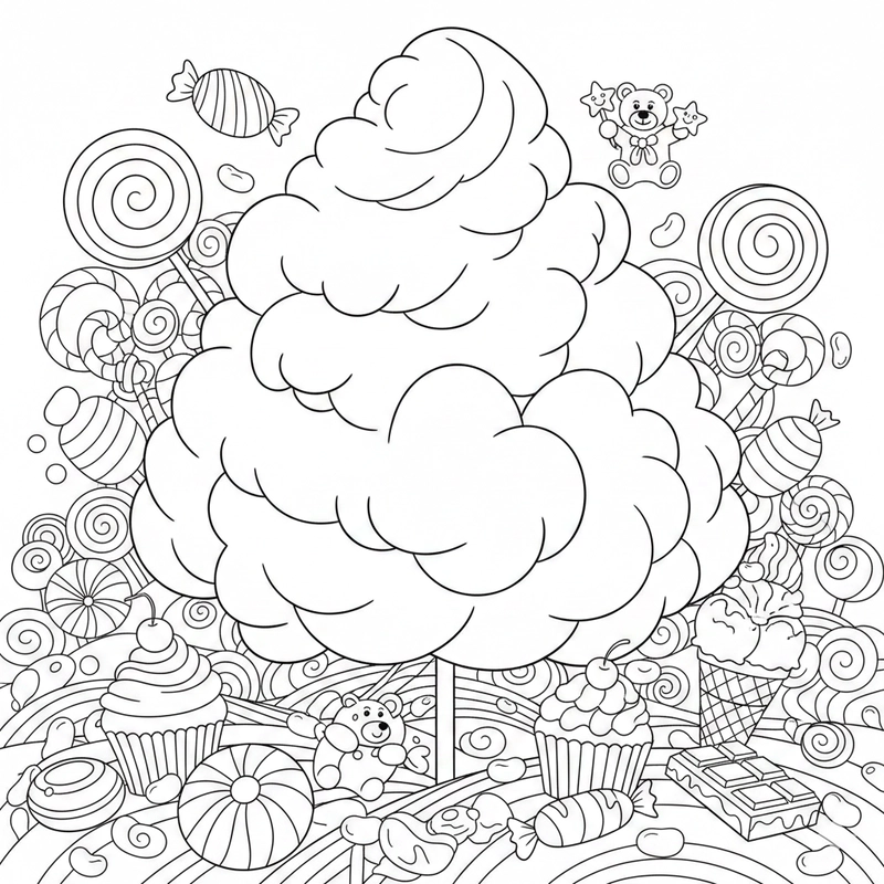 Hình tô màu bánh kẹo bé thích