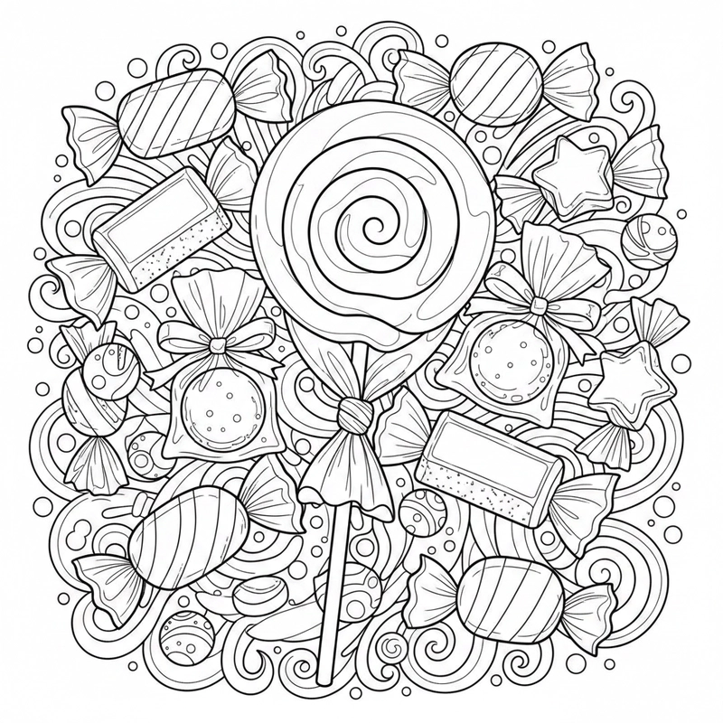 Hình tô màu bánh kẹo giúp bé học màu sắc