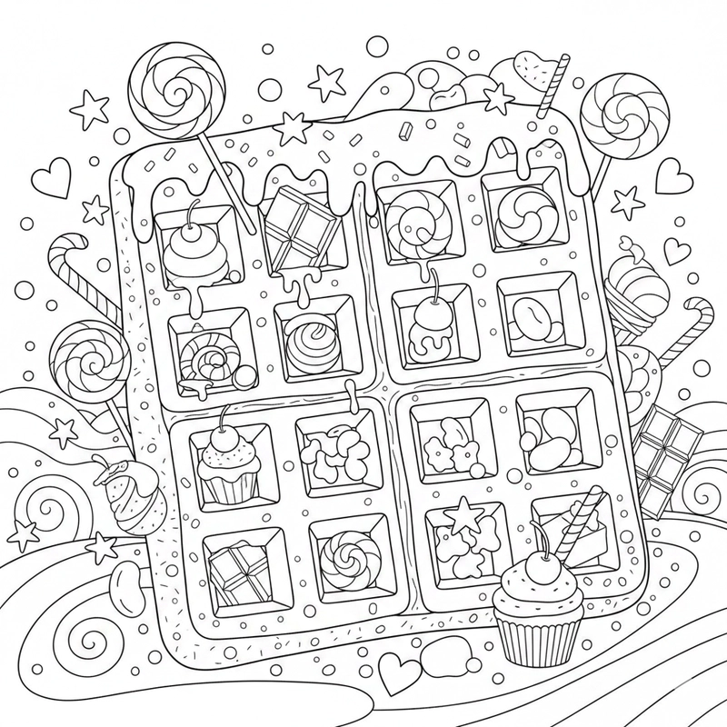 Hình tô màu bánh kẹo phù hợp bé mầm non