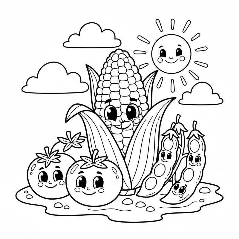 Hình tô màu bắp ngô chất lượng cao cho trẻ