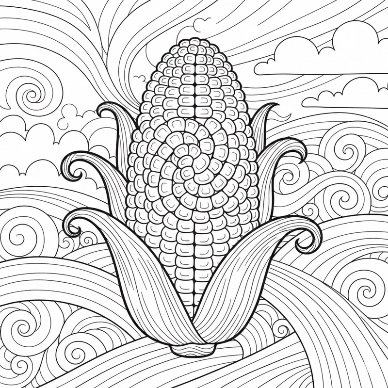 Hình tô màu bắp ngô đơn giản cho bé tập tô