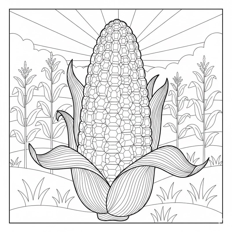 Hình tô màu bắp ngô vui nhộn dành cho trẻ