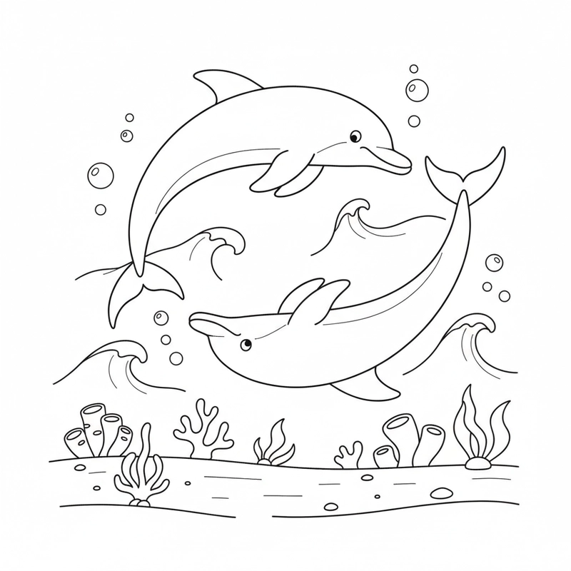 Hình tô màu cá heo cho hoạt động vui chơi