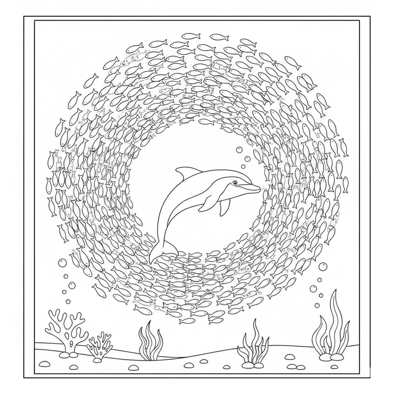 Hình tô màu cá heo dành cho mầm non