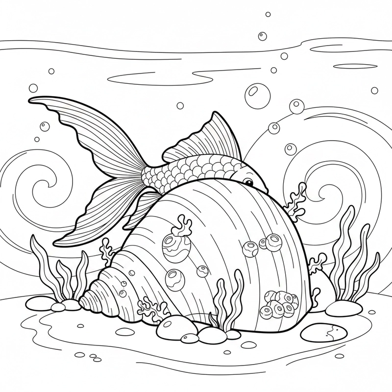 Hình tô màu cá vàng cho bé giải trí