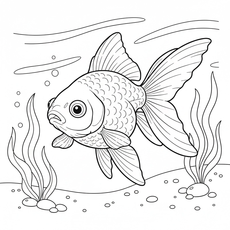 Hình tô màu cá vàng nhẹ nhàng