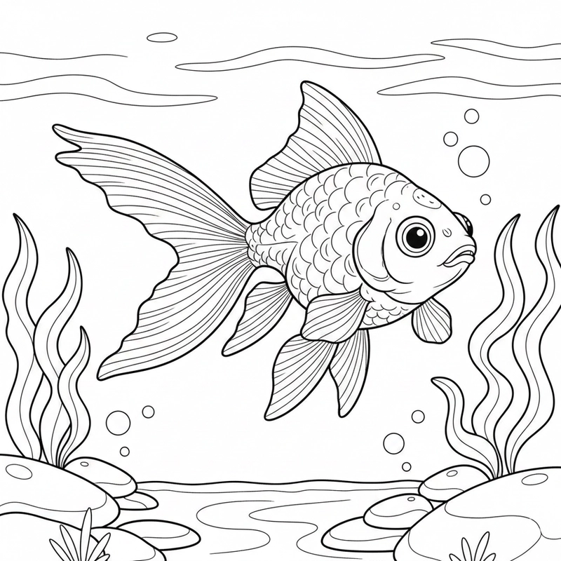 Hình tô màu cá vàng quen thuộc