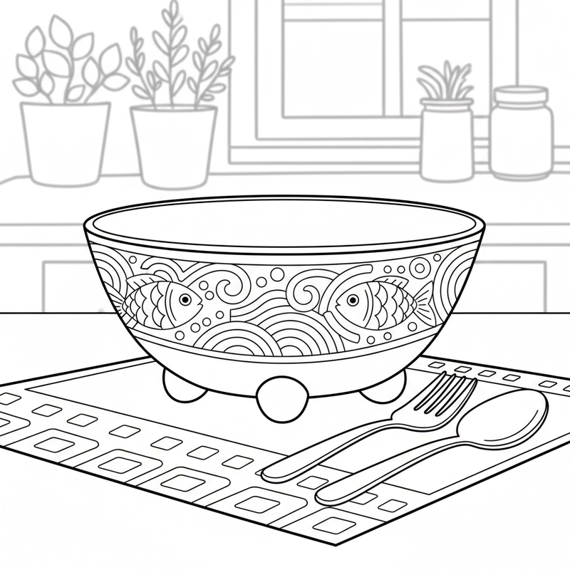 Hình tô màu cái bát cho trẻ nhỏ