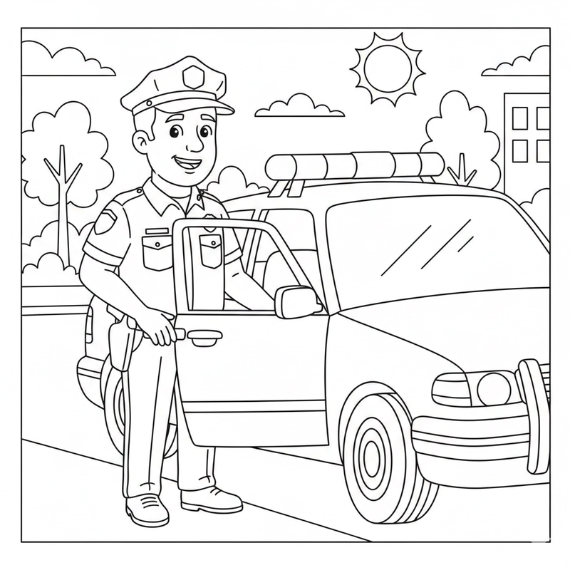 Hình tô màu cảnh sát cho bé yêu màu sắc