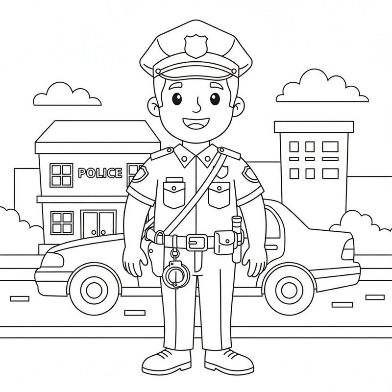 Hình tô màu cảnh sát phù hợp trẻ nhỏ