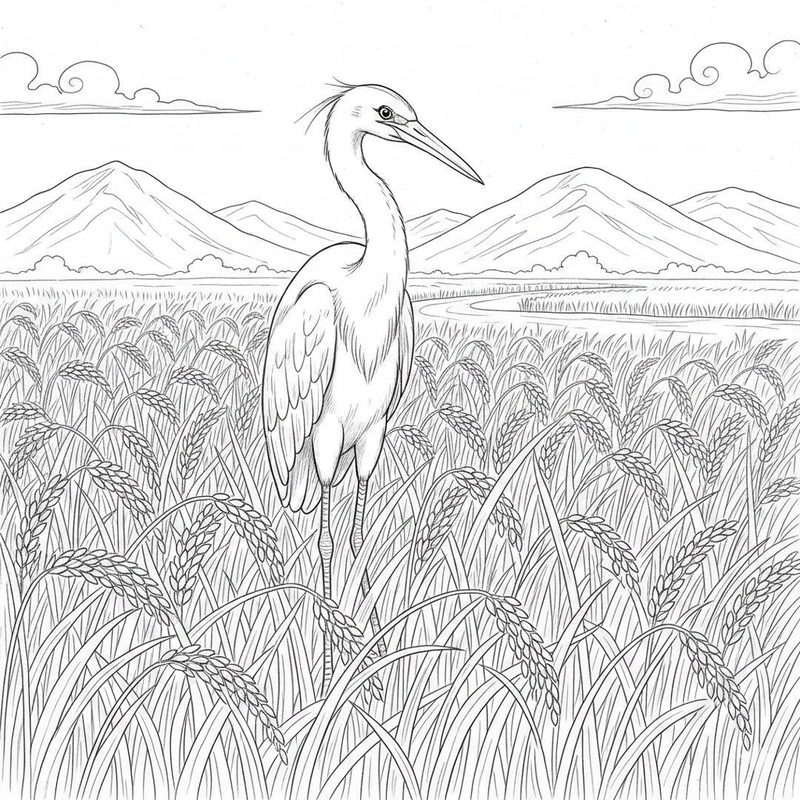 Hình tô màu cây lúa ở ruộng cho bé sáng tạo