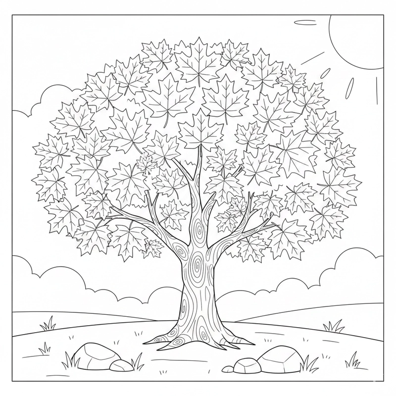 Hình tô màu cây xanh cho bé tập tô