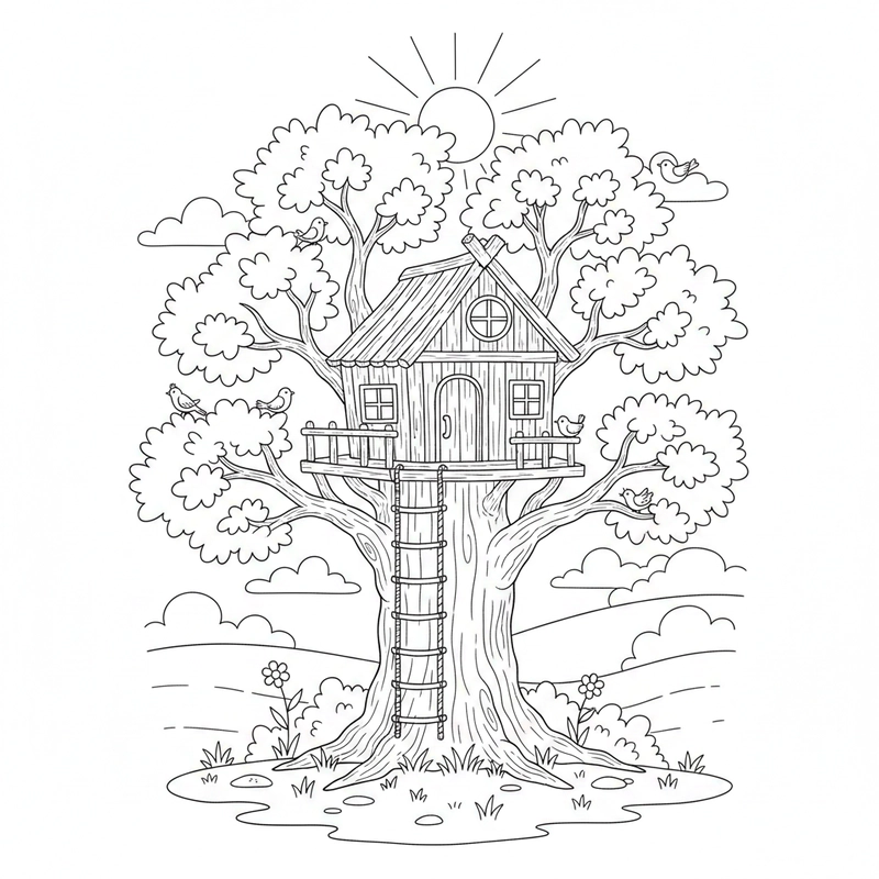 Hình tô màu cây xanh dễ tiếp cận