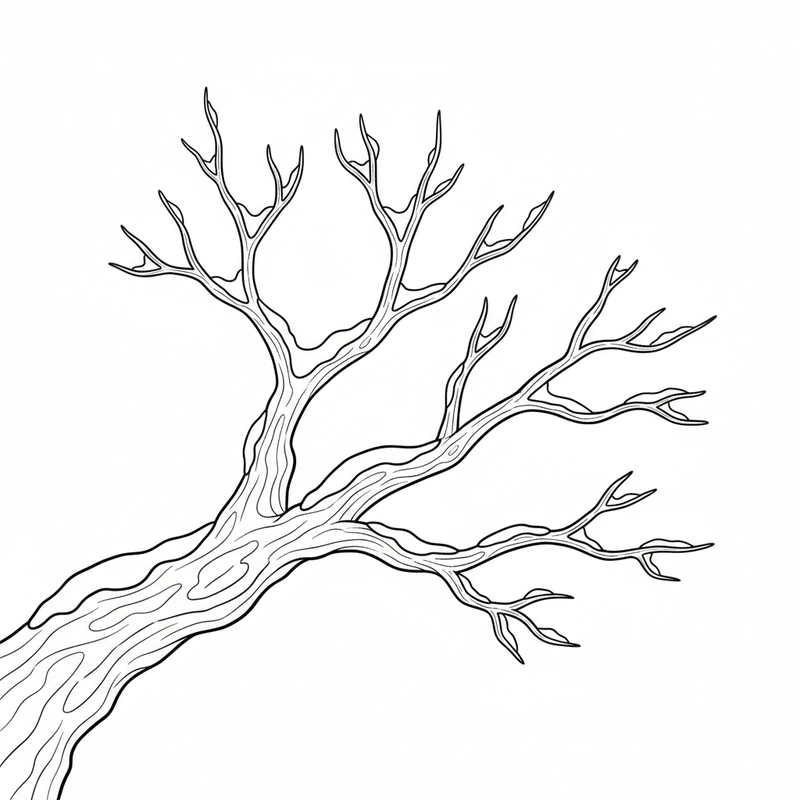 Hình tô màu cây xanh nhẹ nhàng mùa thu