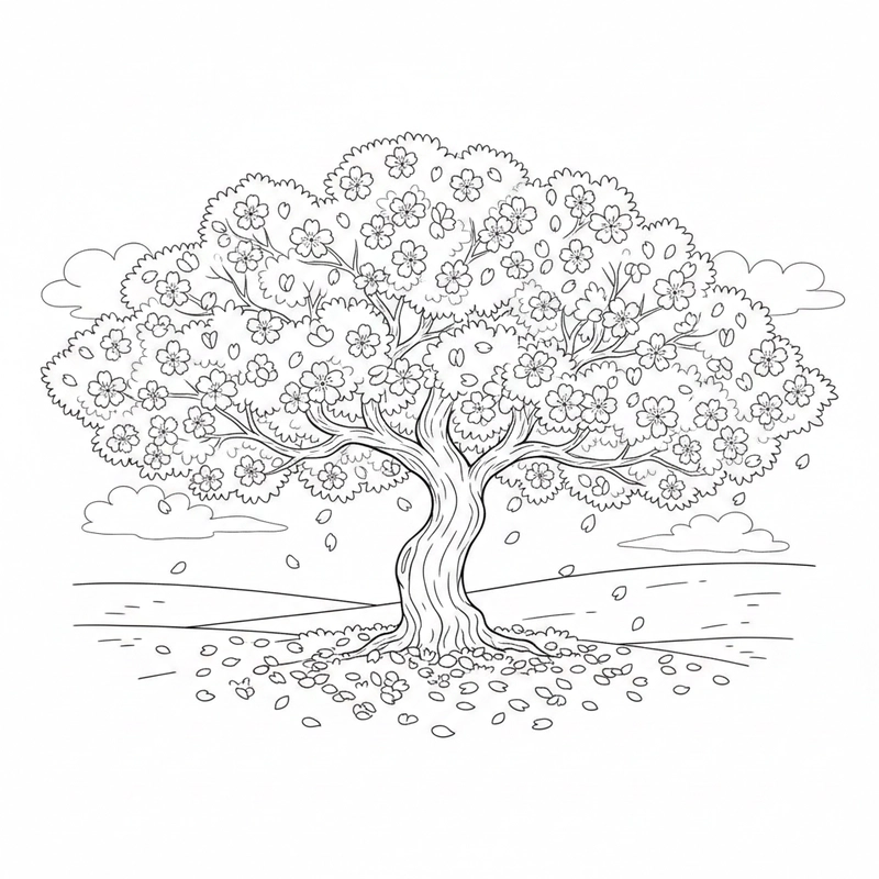 Hình tô màu cây xanh quen thuộc