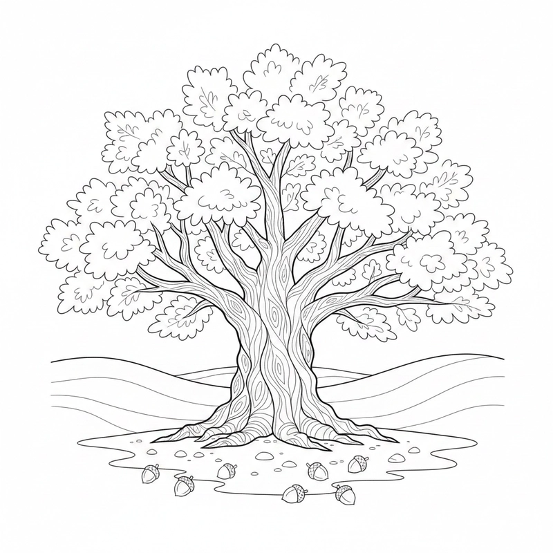 Hình tô màu cây xanh thư giãn