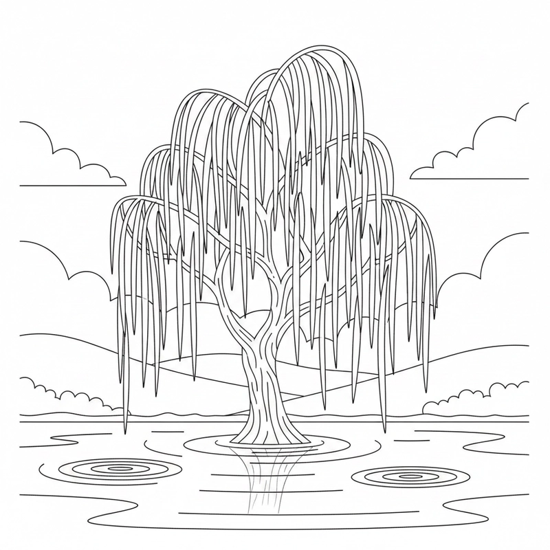 Hình tô màu cây xanh trong thiên nhiên