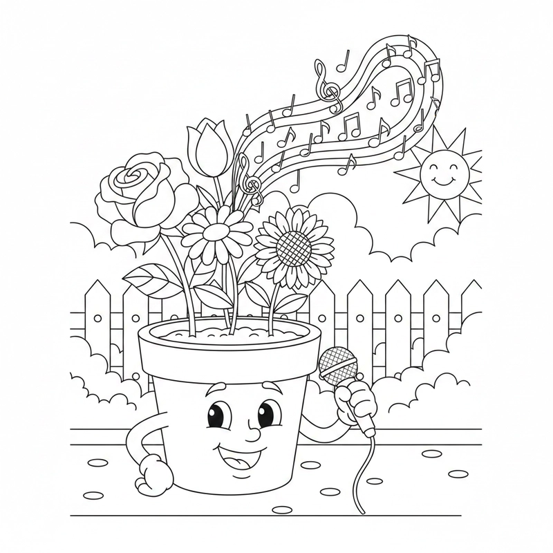 Hình tô màu chậu hoa tải miễn phí