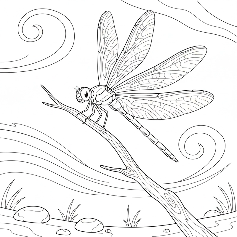 Hình tô màu chuồn chuồn dành cho bé nhỏ