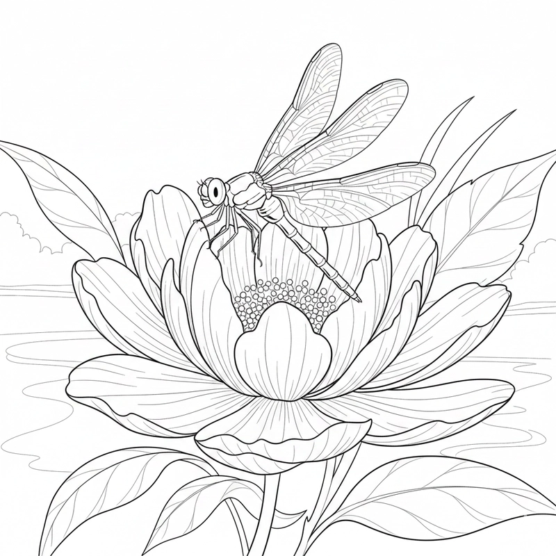 Hình tô màu chuồn chuồn tạo hứng thú cho trẻ