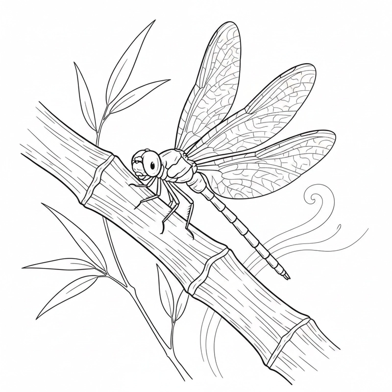 Hình tô màu chuồn chuồn với bố cục đơn giản