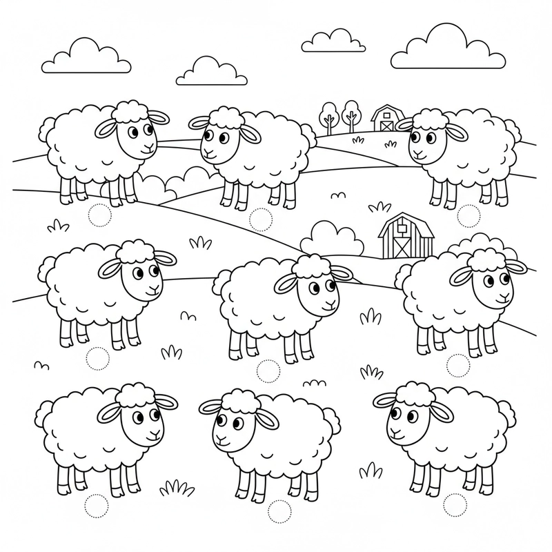 Hình tô màu con cừu hỗ trợ bé luyện tập đường nét