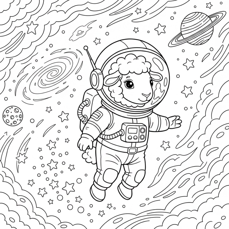 Hình tô màu con cừu thân thiện dành cho thiếu nhi