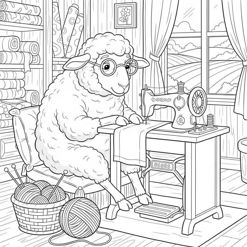 Hình tô màu con cừu với tạo hình dễ tiếp cận cho trẻ