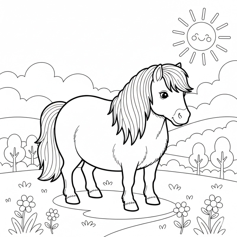 Hình tô màu con ngựa dễ thương