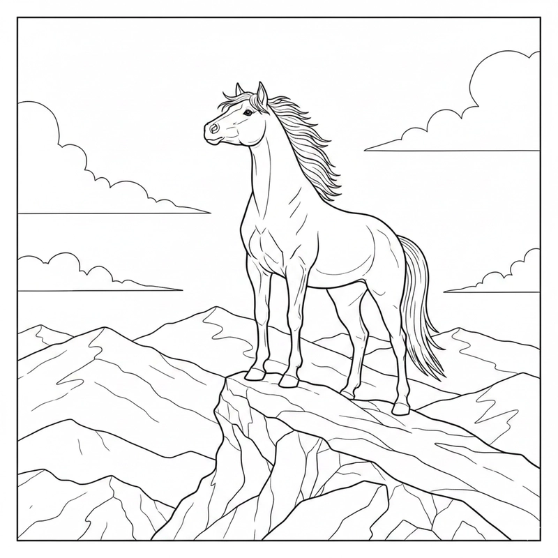 Hình tô màu con ngựa dễ tô