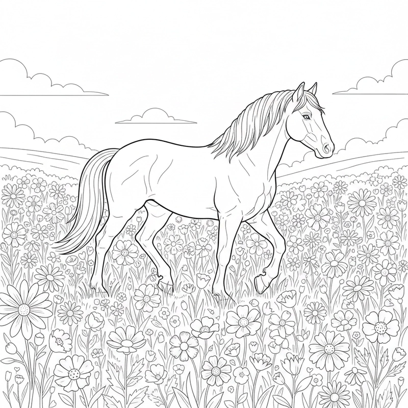 Hình tô màu con ngựa rõ nét