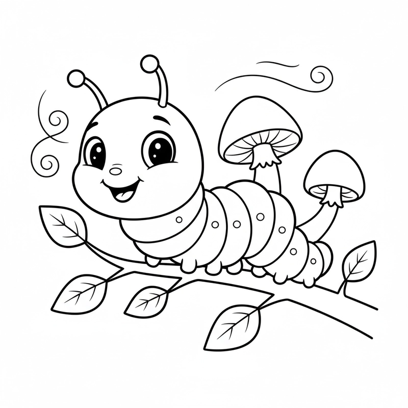 Hình tô màu con sâu cho giờ học mỹ thuật