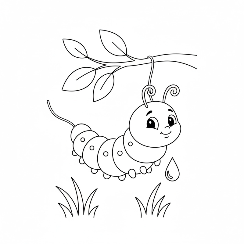 Hình tô màu con sâu đơn giản, dễ phối sắc