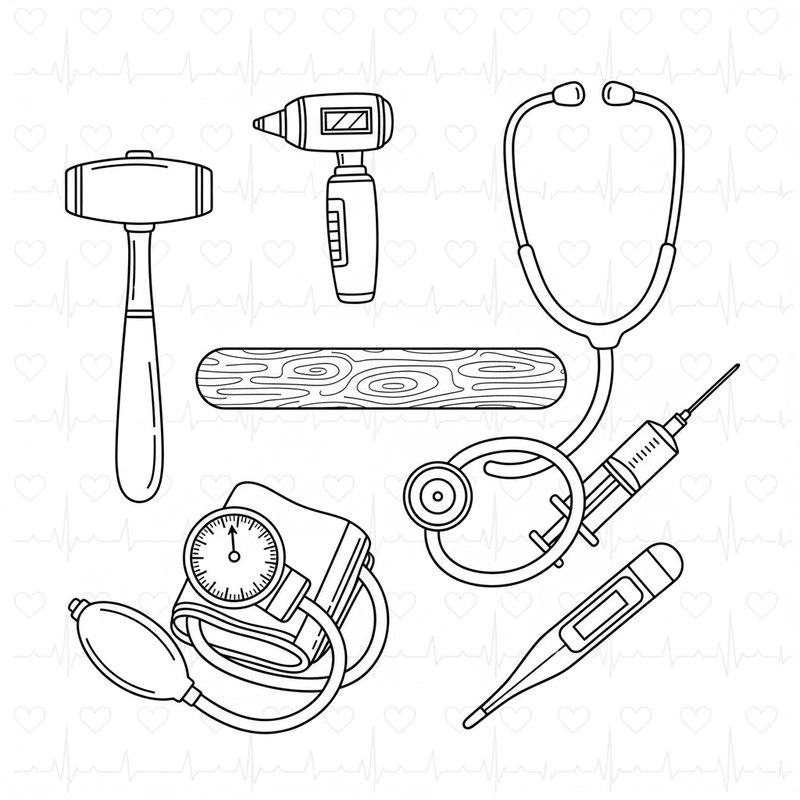 Hình tô màu dụng cụ bác sĩ cho bé nhỏ
