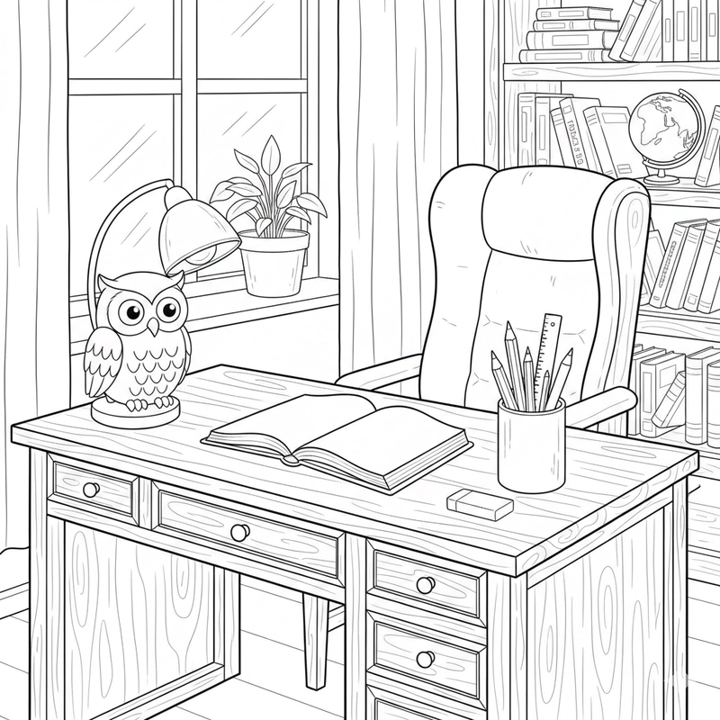 Hình tô màu góc học tập cho bé sáng tạo