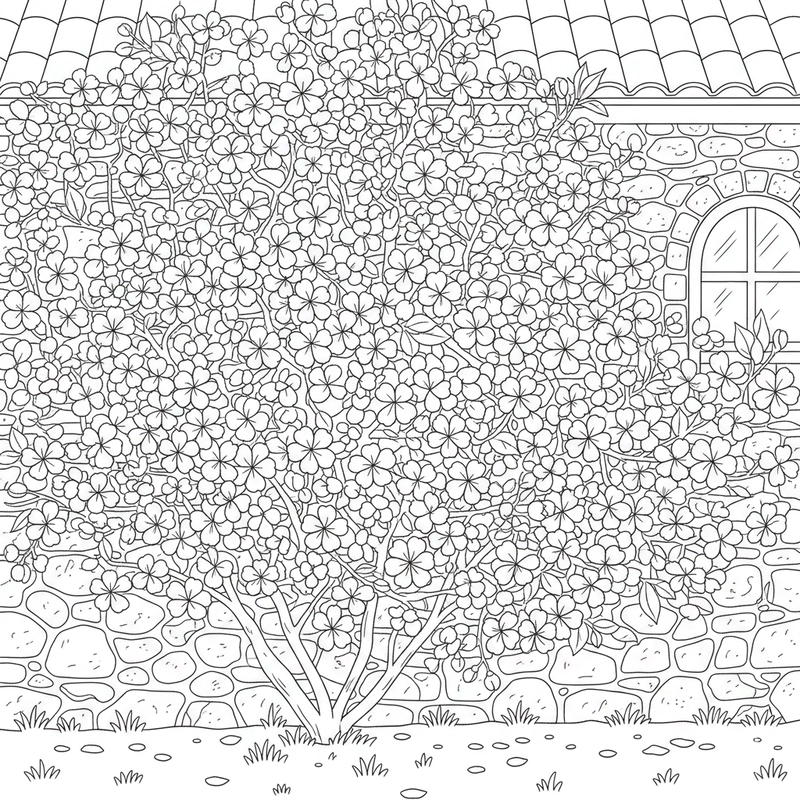 Hình tô màu hoa đào đơn giản, dễ phối màu